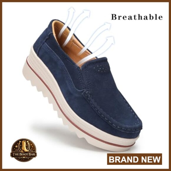 Platform Loafers Slip-On Comfortable Walking Shoes Business Casual - Picture 4 of 7